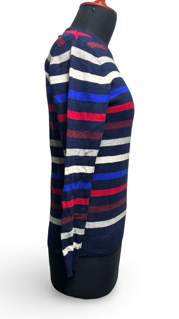 Place Womens Stripe Sweater Belle Noel Crewneck Pullover
