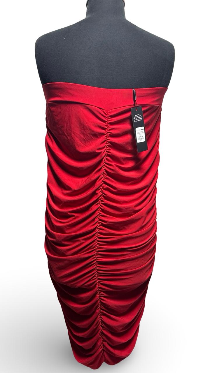 Fashion Nova Women's Sexy Ruched Strapless Bodycon Tube Maxi Long Club Dress