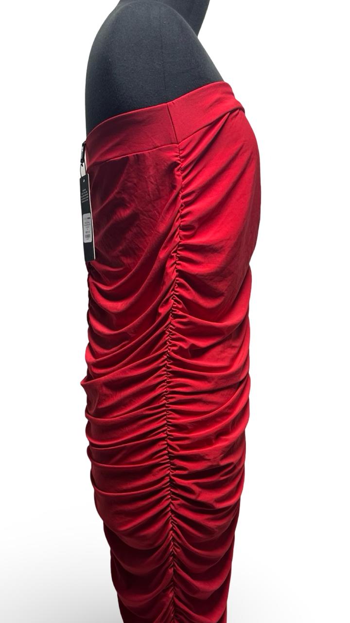 Fashion Nova Women's Sexy Ruched Strapless Bodycon Tube Maxi Long Club Dress