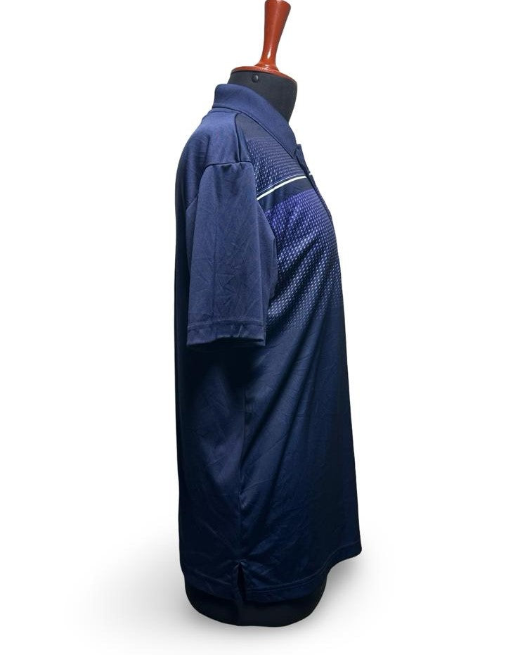 PGA Tour Golf Polo Shirt Menn Pro Series NAVY BLUE Purple Ombre Athletic Fit