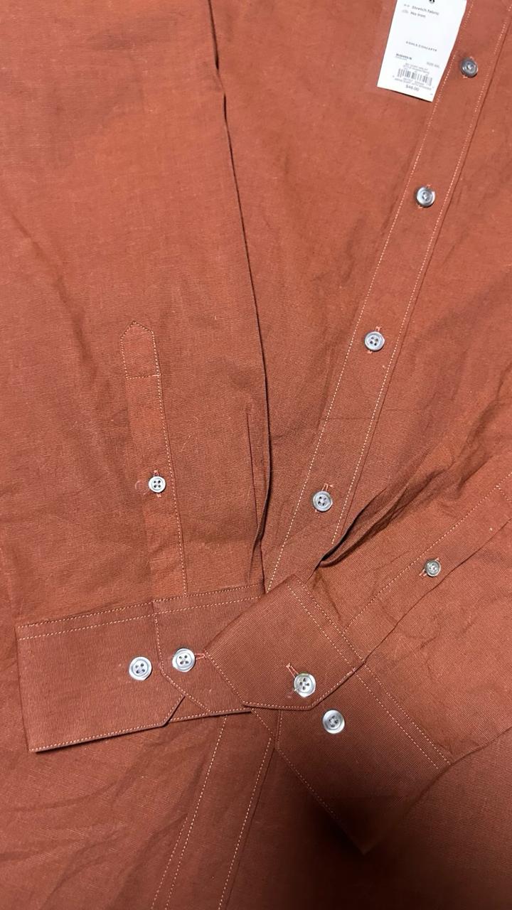 Plain Dark Brown Formal Dress Shirt For Men