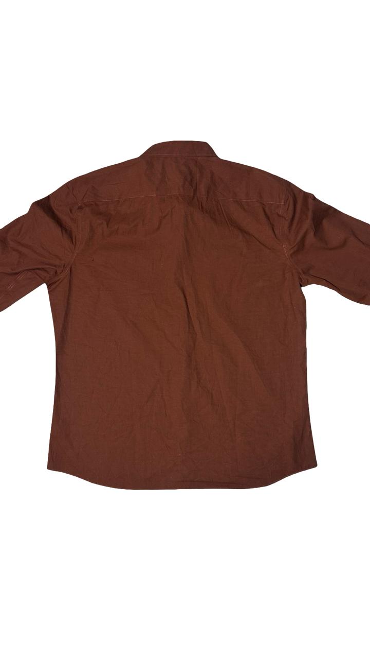 Plain Dark Brown Formal Dress Shirt For Men