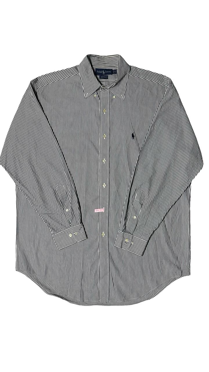 Classic Fit Ralph Lauren Striped Shirt - Large Black & White Cotton