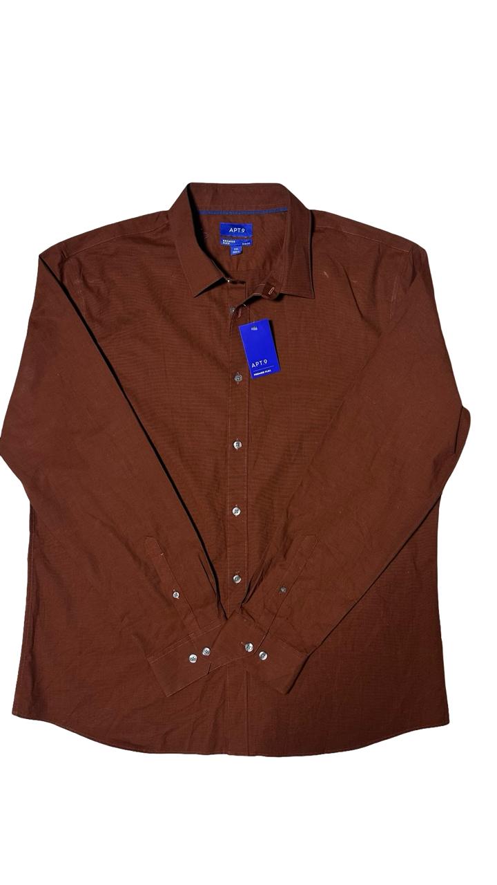 Plain Dark Brown Formal Dress Shirt For Men