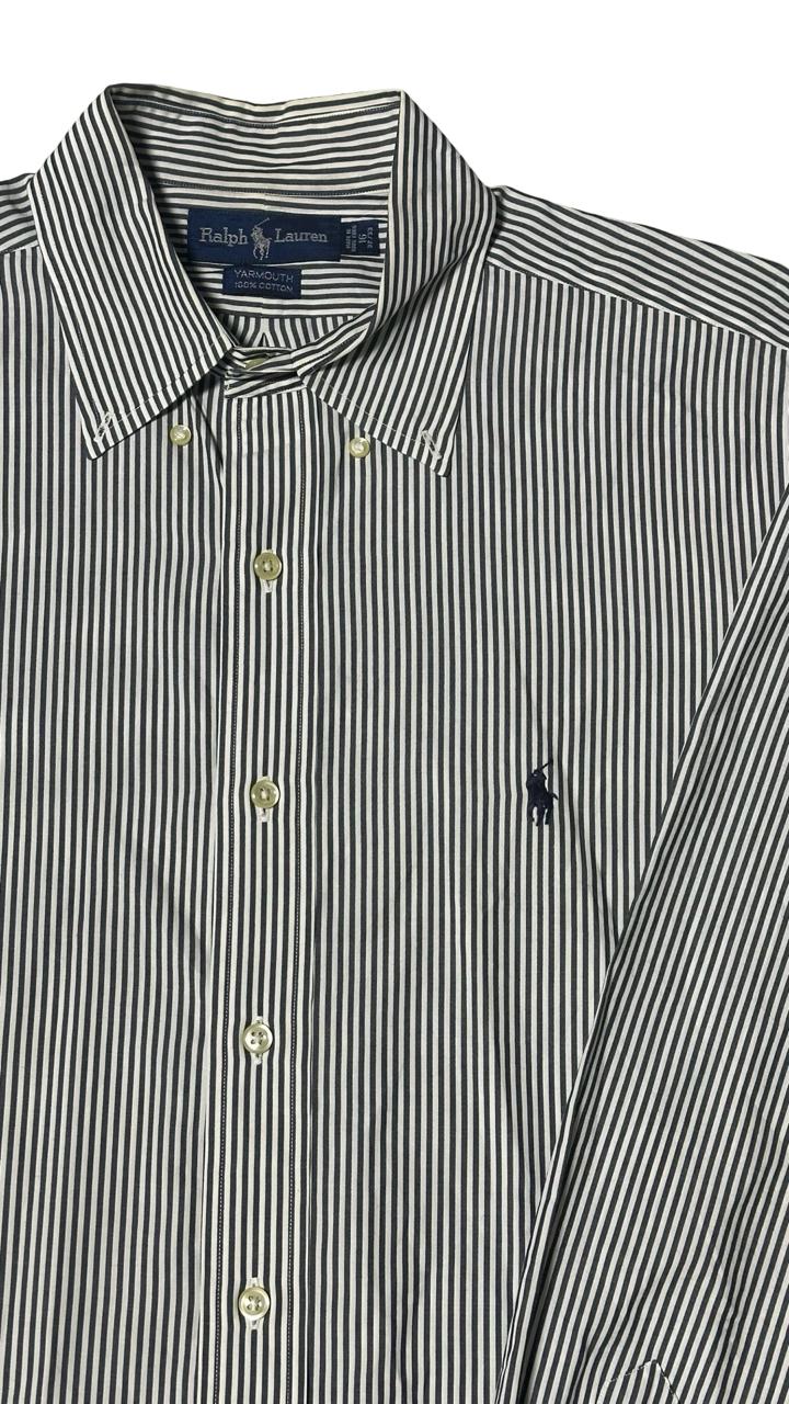 Classic Fit Ralph Lauren Striped Shirt - Large Black & White Cotton