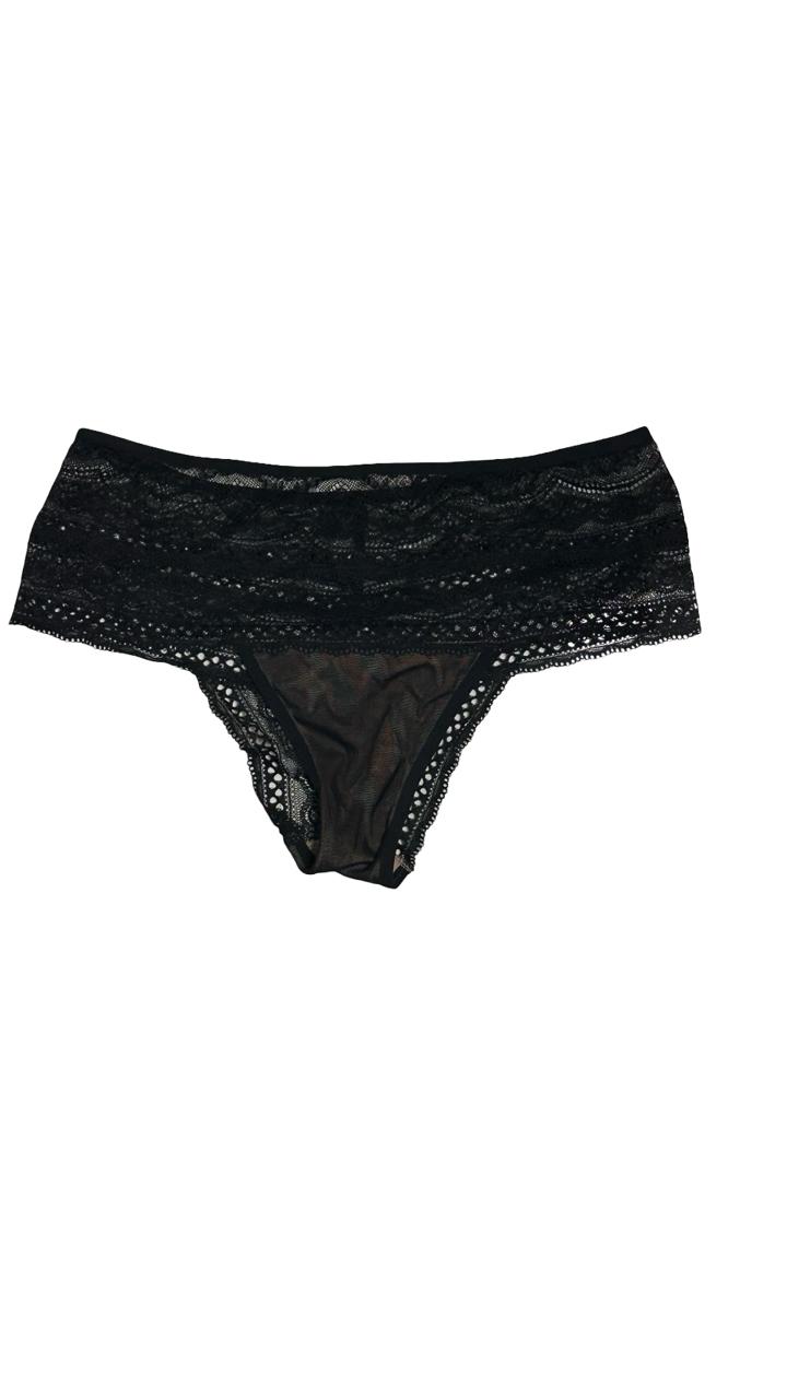 Ladies Single Lace Brazilian Panty - Black