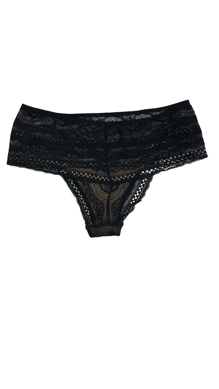 Ladies Single Lace Brazilian Panty - Black