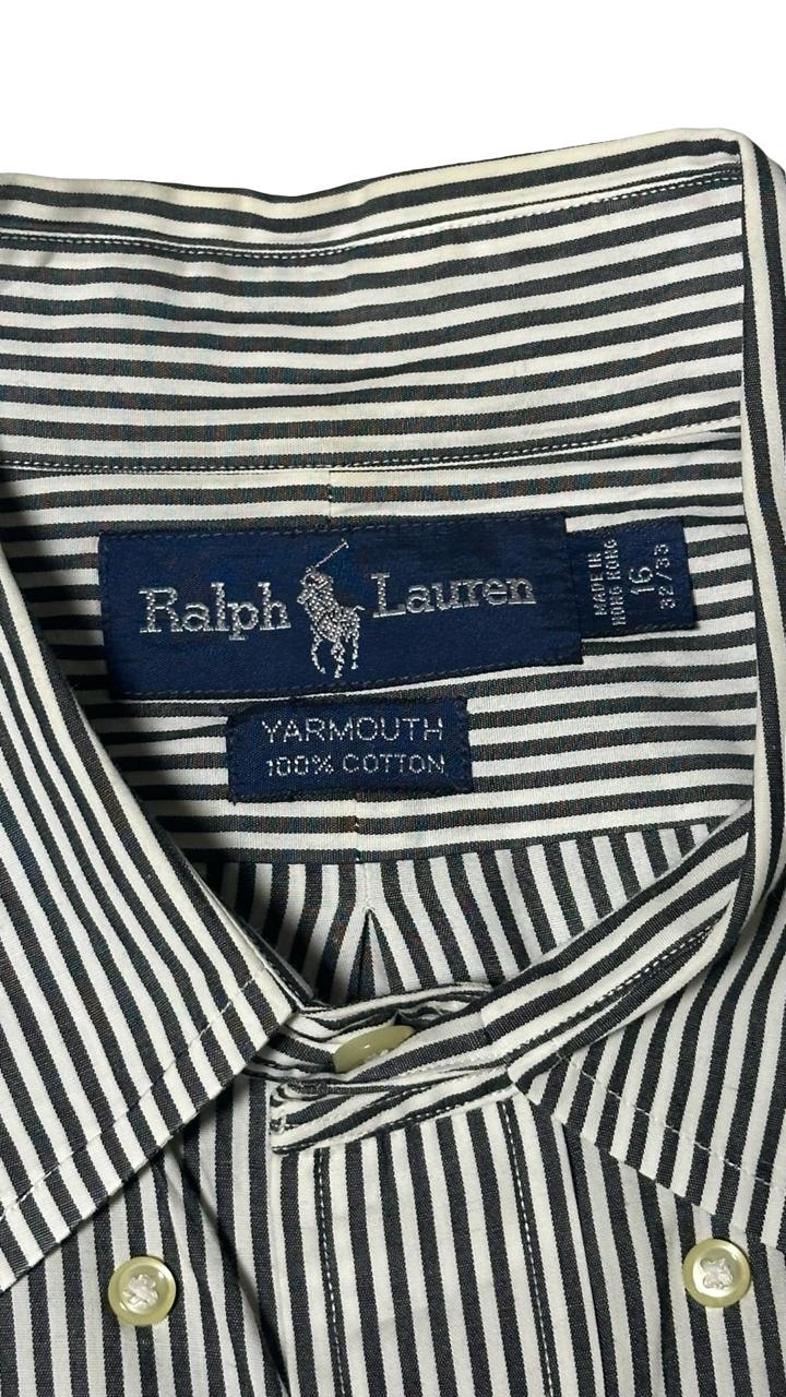 Classic Fit Ralph Lauren Striped Shirt - Large Black & White Cotton