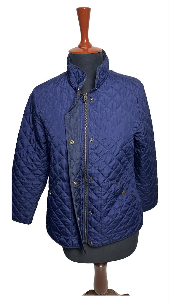 Lands’ End Men's Blue Quilted Barn Coat Chore Jacket Corduroy Collar