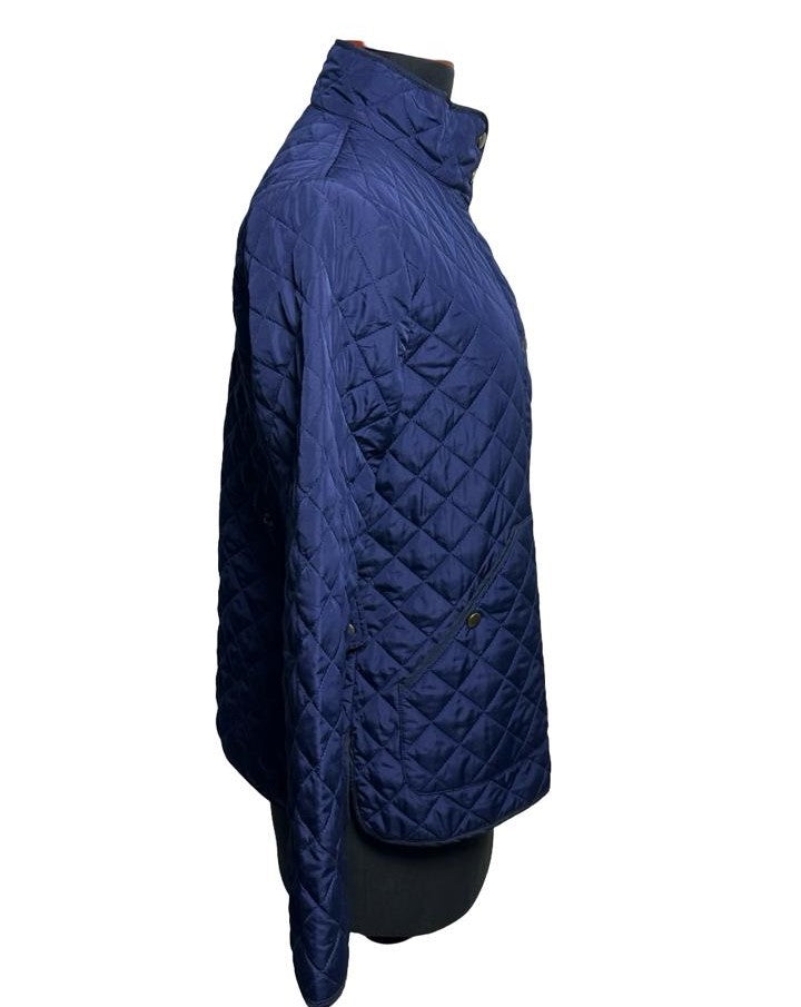 Lands’ End Men's Blue Quilted Barn Coat Chore Jacket Corduroy Collar