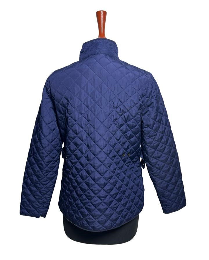Lands’ End Men's Blue Quilted Barn Coat Chore Jacket Corduroy Collar
