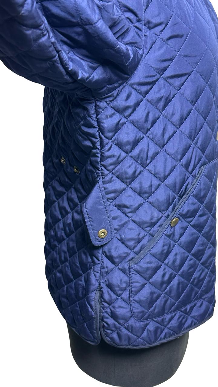Lands’ End Men's Blue Quilted Barn Coat Chore Jacket Corduroy Collar