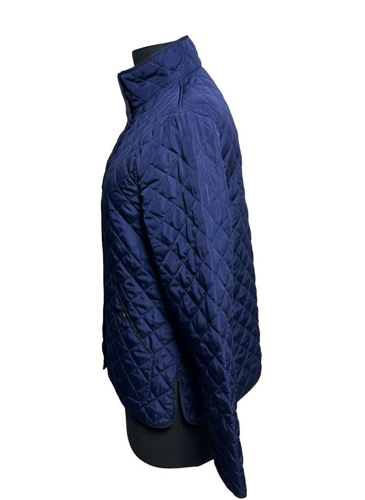 Lands’ End Men's Blue Quilted Barn Coat Chore Jacket Corduroy Collar