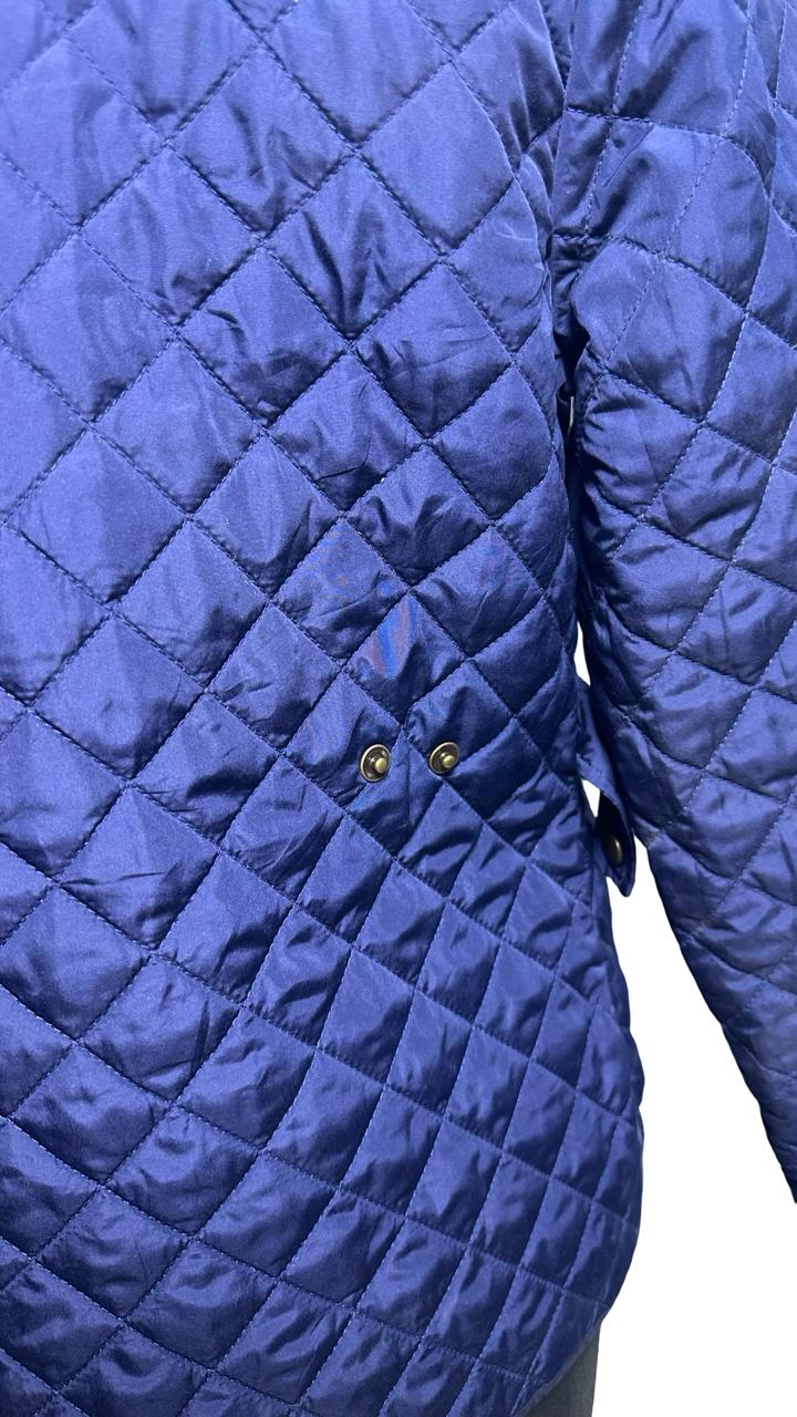 Lands’ End Men's Blue Quilted Barn Coat Chore Jacket Corduroy Collar