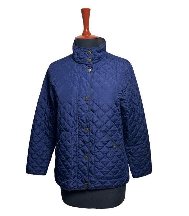 Lands’ End Men's Blue Quilted Barn Coat Chore Jacket Corduroy Collar