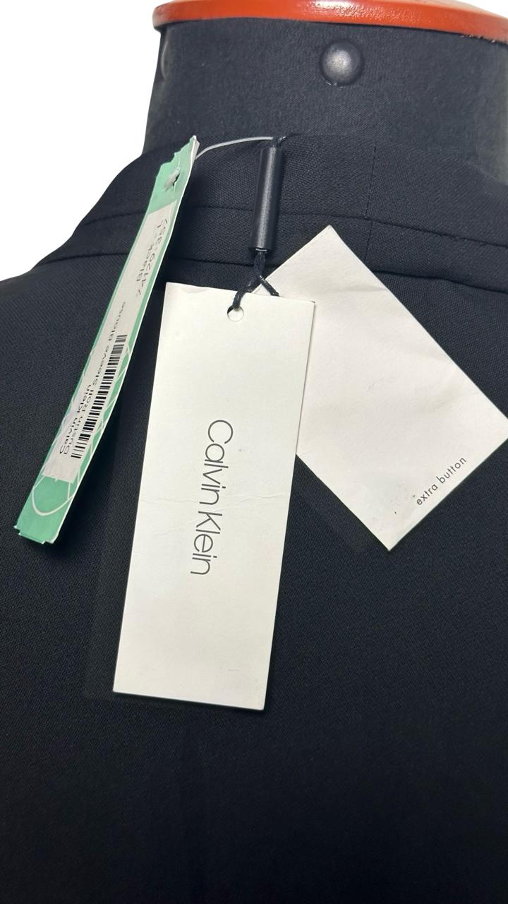 Calvin Klein Roll Up Sleeve V-neck Blouse