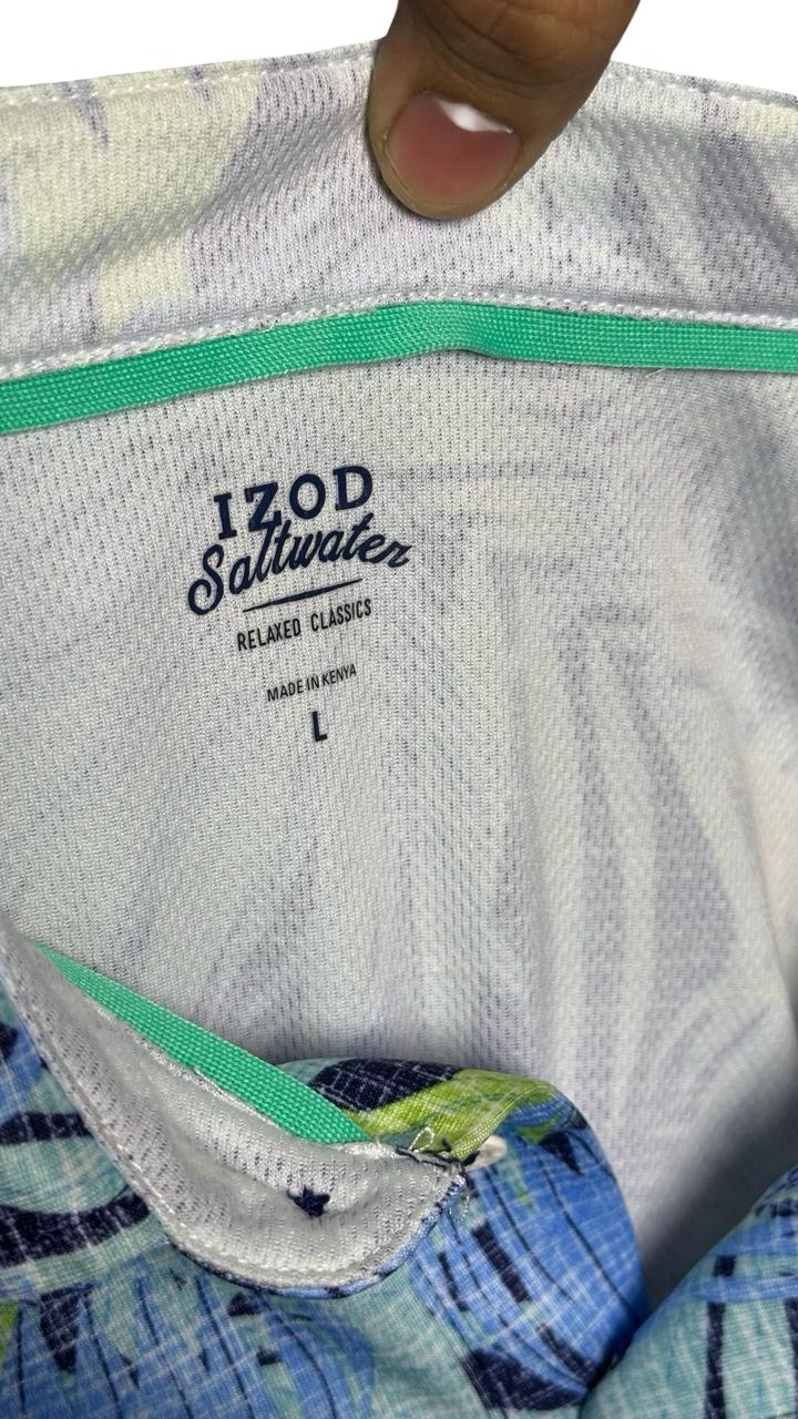IZOD Saltwater Birds of Paradise Tropical Men's Polo Golf Shirt Relaxed/Classic
