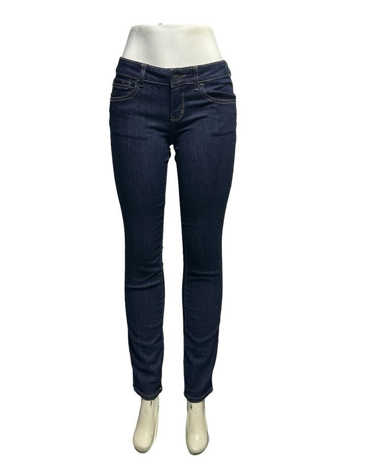 SO Women Skinny Jeans Plain Solid Dark Blue Denim