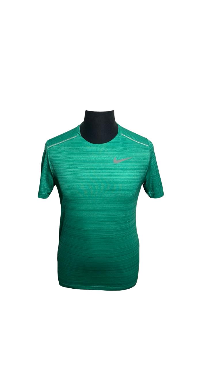 Nike Miler Running T-Shirt Men L Green Reflective Crew Neck