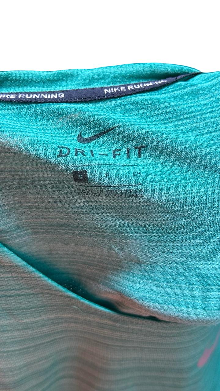 Nike Miler Running T-Shirt Men L Green Reflective Crew Neck