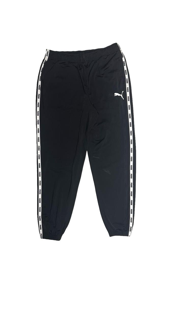 Puma Mens Joggers Black Medium Tape Logo Regular Fit Fleece Pants