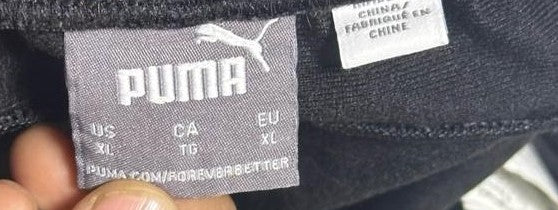 Puma Mens Joggers Black Medium Tape Logo Regular Fit Fleece Pants