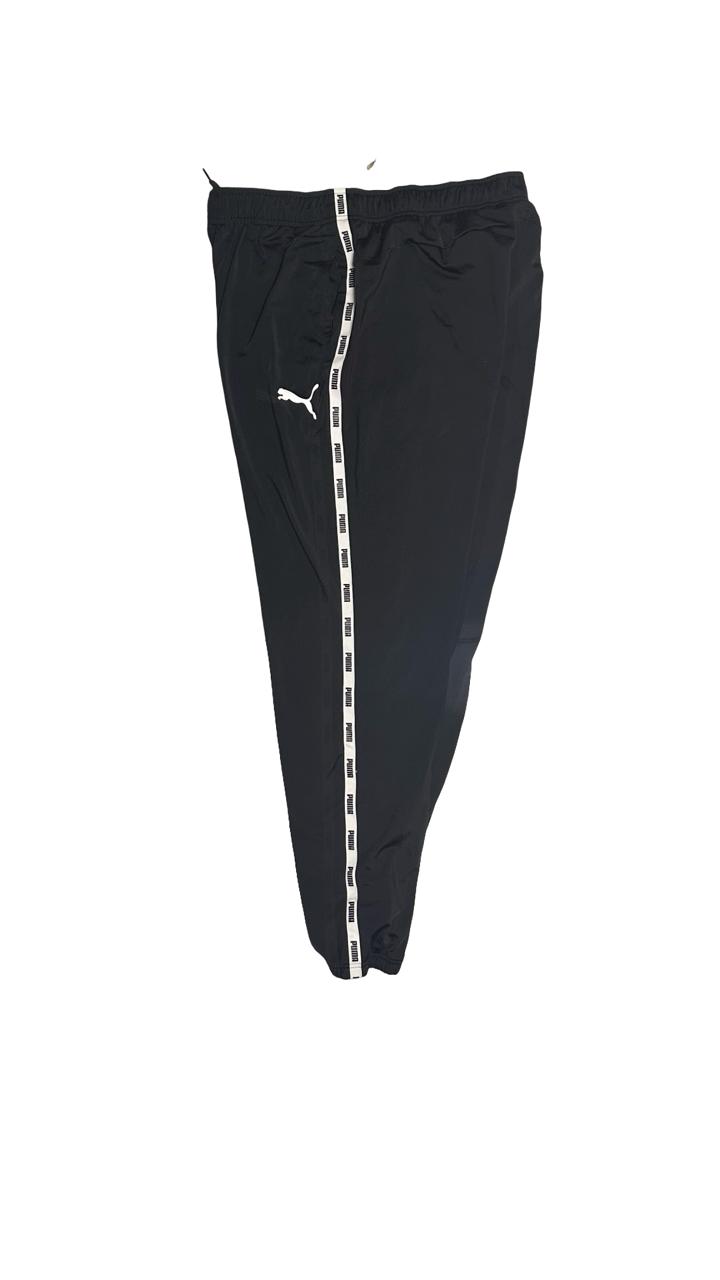 Puma Mens Joggers Black Medium Tape Logo Regular Fit Fleece Pants