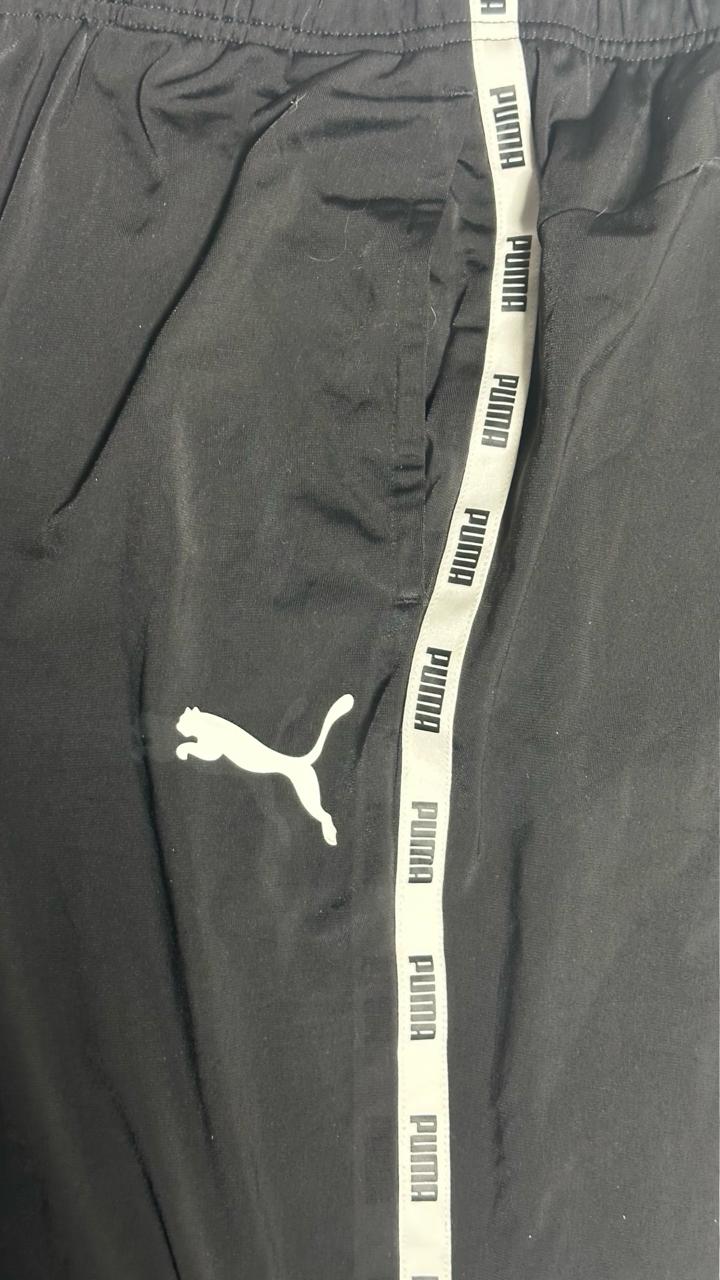 Puma Mens Joggers Black Medium Tape Logo Regular Fit Fleece Pants