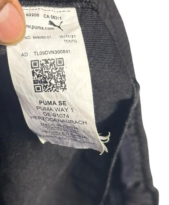 Puma Mens Joggers Black Medium Tape Logo Regular Fit Fleece Pants