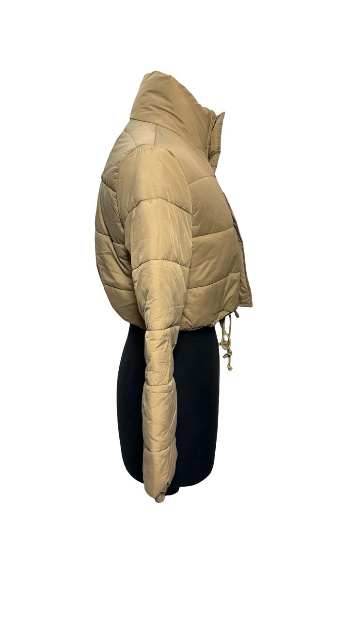 Shein Women Cropped Puffer Jacket Winter Long Sleeve Quilted Puffy Bubble Padded Short Coats with Drawstring