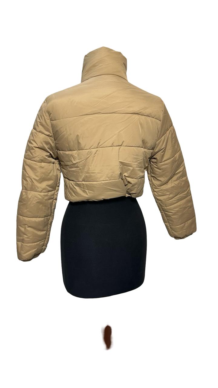 Shein Women Cropped Puffer Jacket Winter Long Sleeve Quilted Puffy Bubble Padded Short Coats with Drawstring