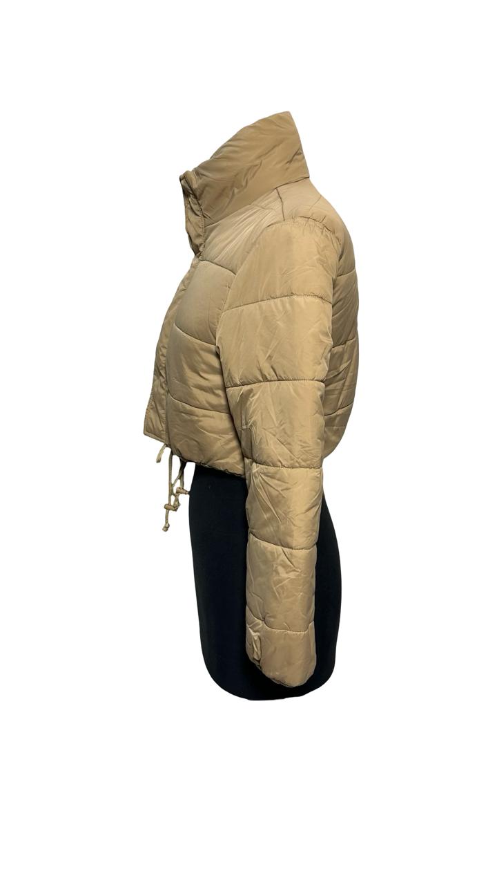 Shein Women Cropped Puffer Jacket Winter Long Sleeve Quilted Puffy Bubble Padded Short Coats with Drawstring