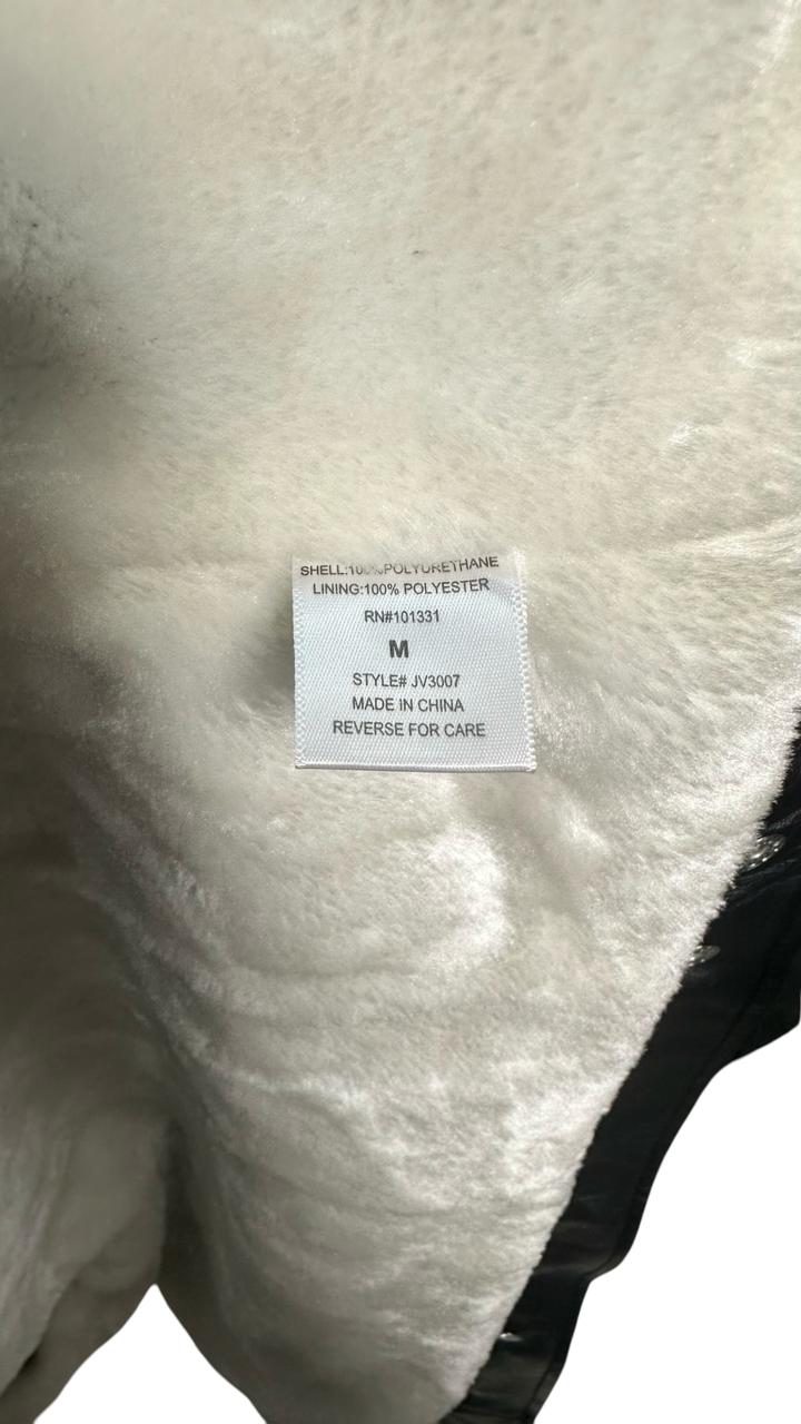 Charlotte russe Wild Fable Vegan Black Leather Biker Jacket With Off White Sherpa Lining