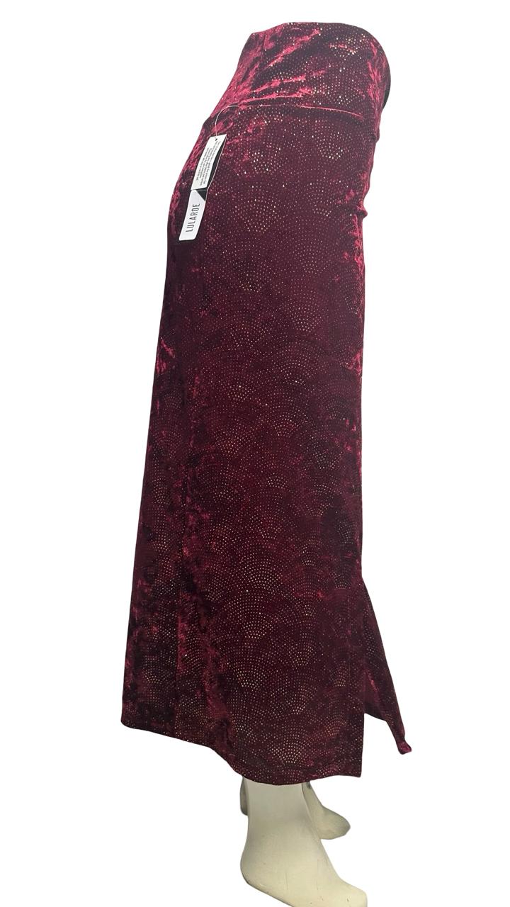 Lula Roe Velvet Ruched Slit Midi Skirt