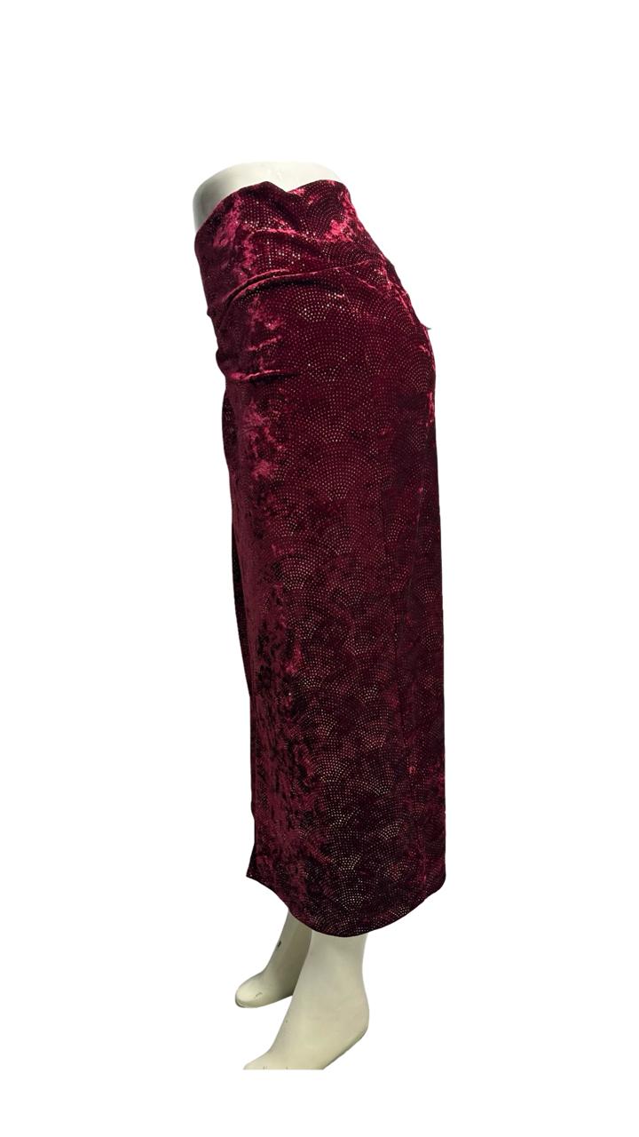 Lula Roe Velvet Ruched Slit Midi Skirt