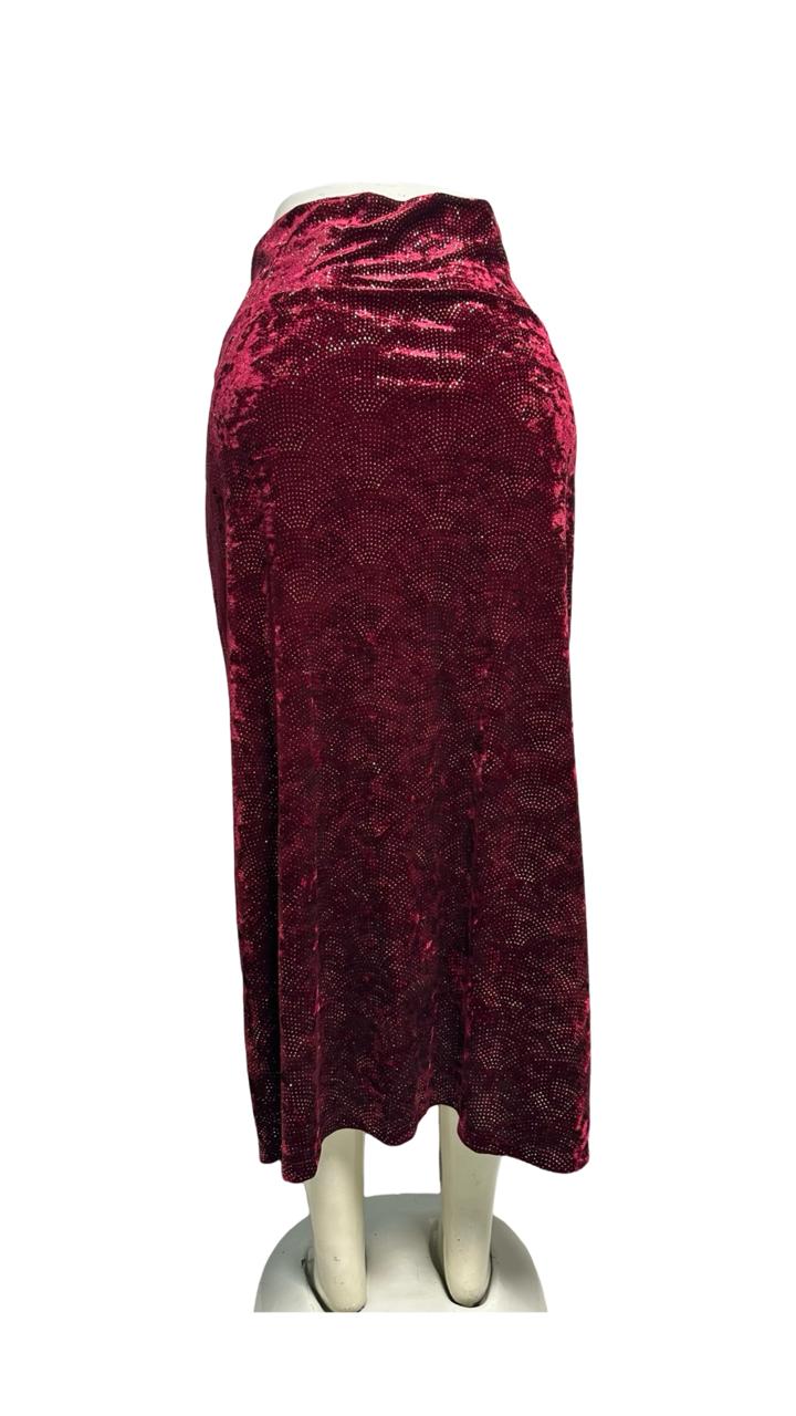Lula Roe Velvet Ruched Slit Midi Skirt