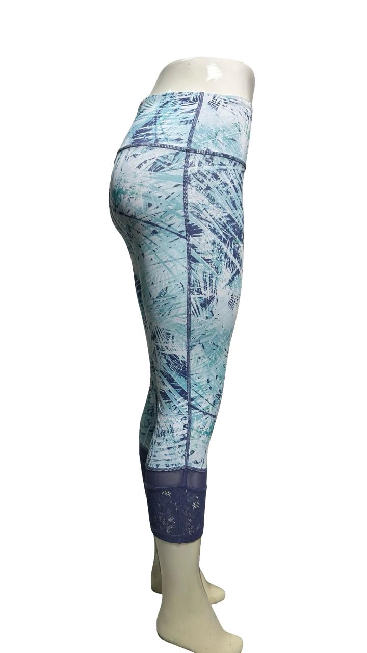 Women’s FILA SPORT High Rise Palm Print Capris Blue Green Lace Edge