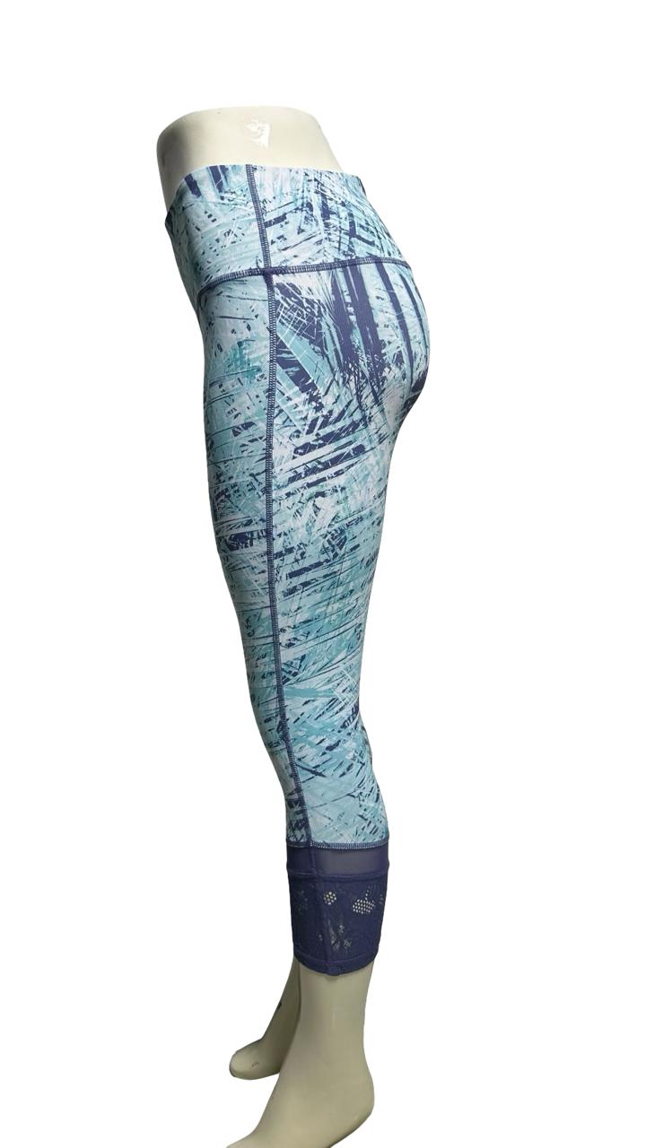 Women’s FILA SPORT High Rise Palm Print Capris Blue Green Lace Edge