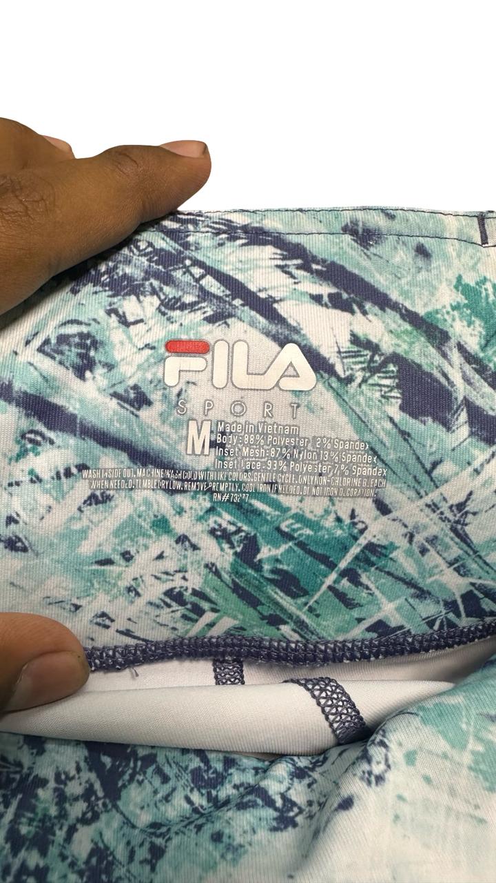 Women’s FILA SPORT High Rise Palm Print Capris Blue Green Lace Edge
