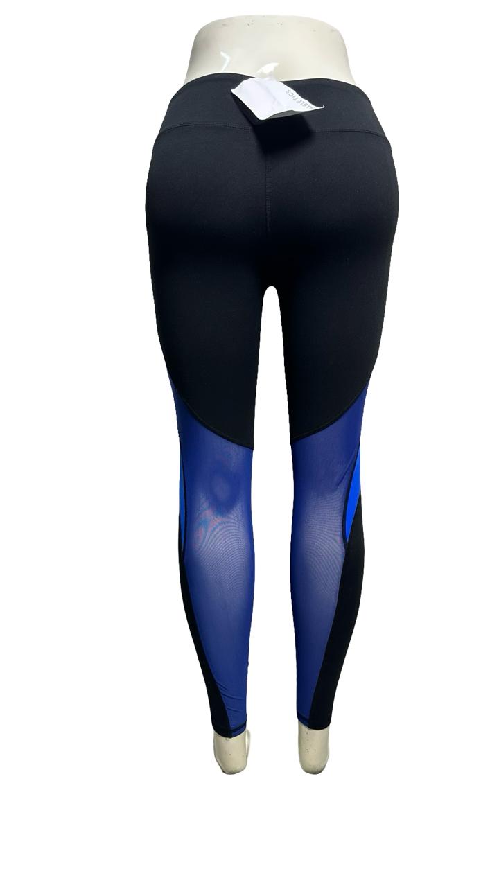 Fabletics Womens Mid Rise Powerhold Mesh Leggings Black Blue