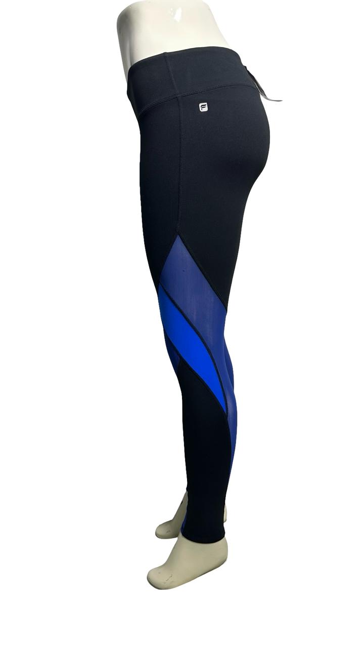 Fabletics Womens Mid Rise Powerhold Mesh Leggings Black Blue