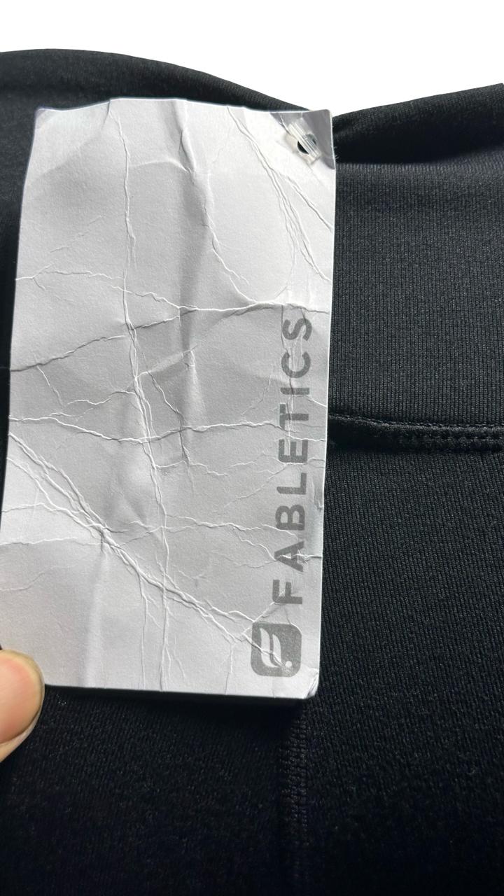 Fabletics Womens Mid Rise Powerhold Mesh Leggings Black Blue