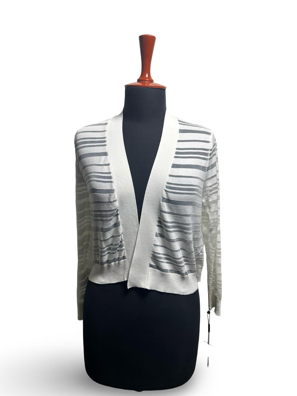 Calvin Klein Sheer Striped Cropped Cardigan Top