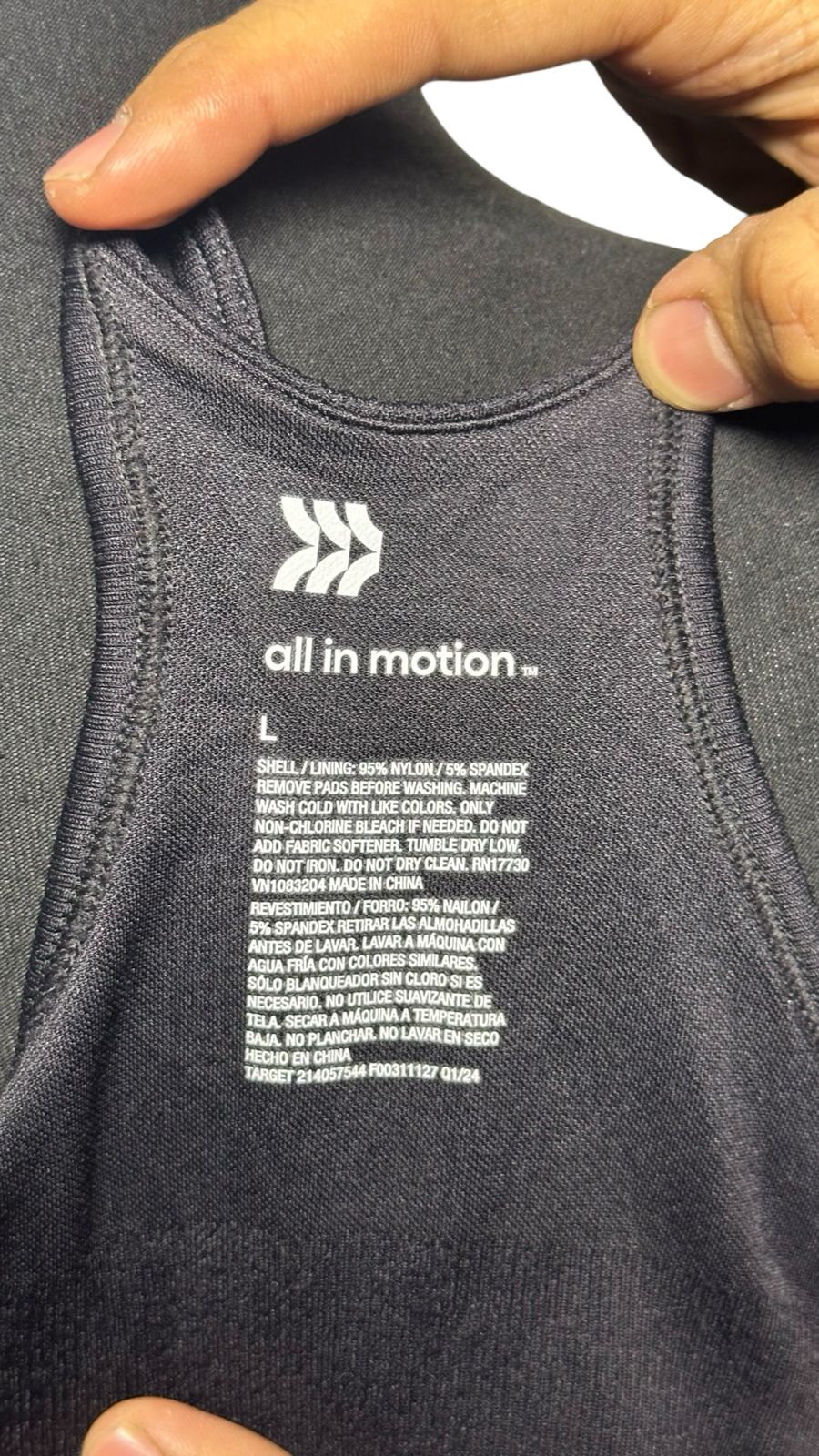 All in motion sports Bra