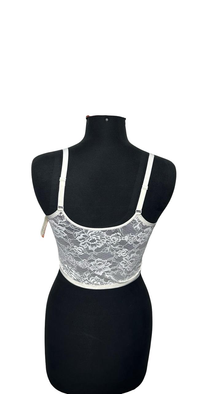CORSET inspired white LACEY versatile CROP flattering FITTED tank Top
