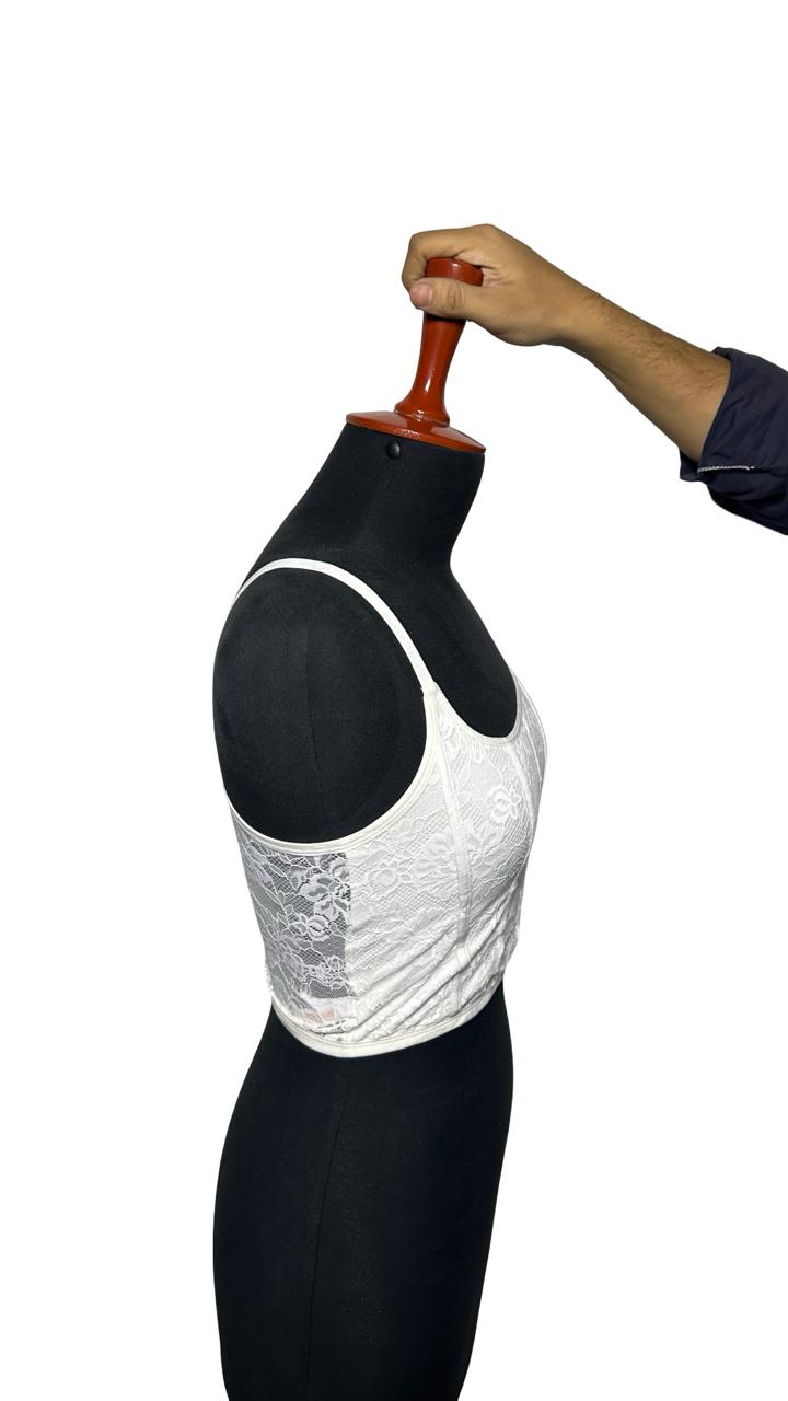 CORSET inspired white LACEY versatile CROP flattering FITTED tank Top
