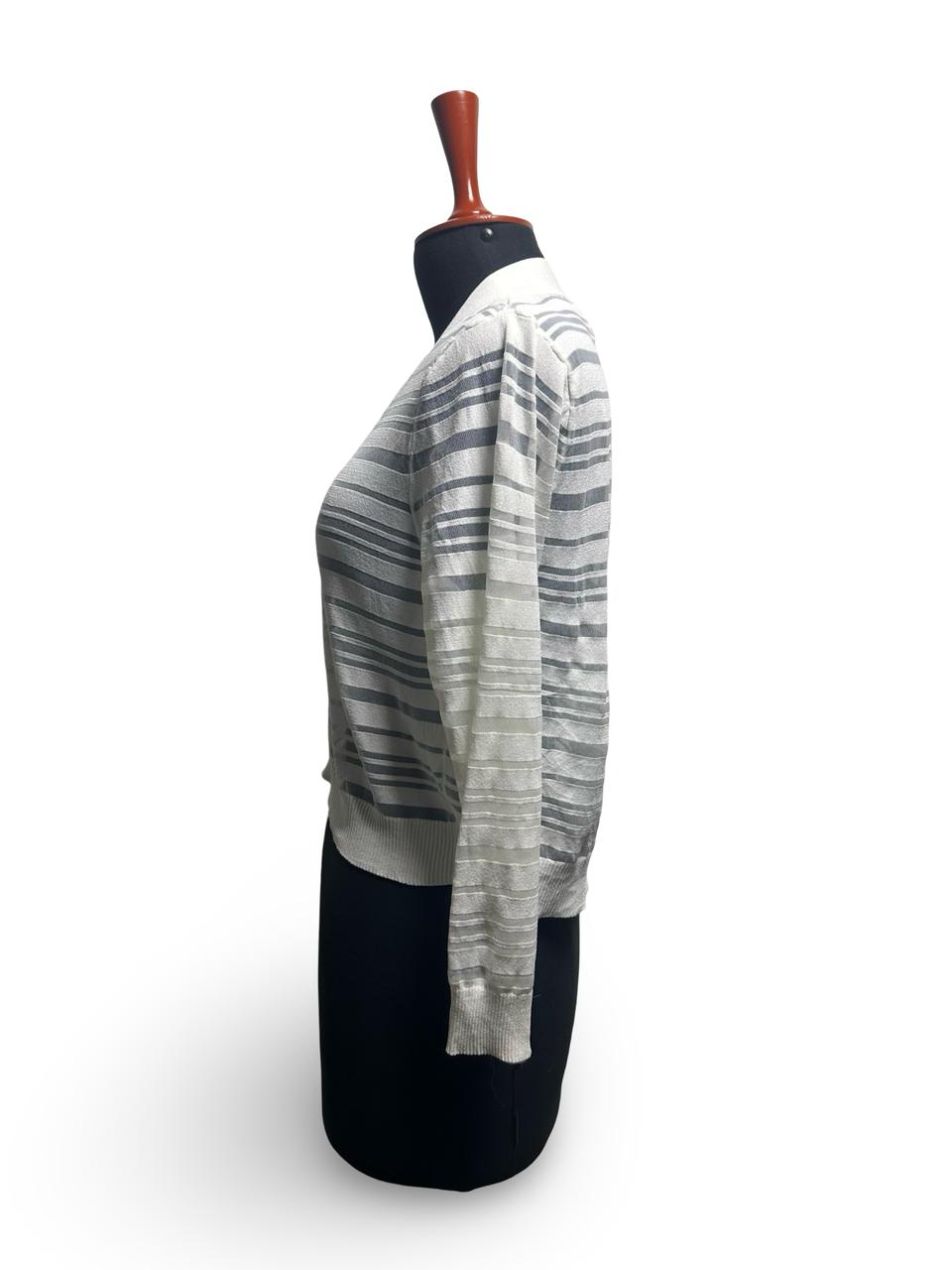 Calvin Klein Sheer Striped Cropped Cardigan Top