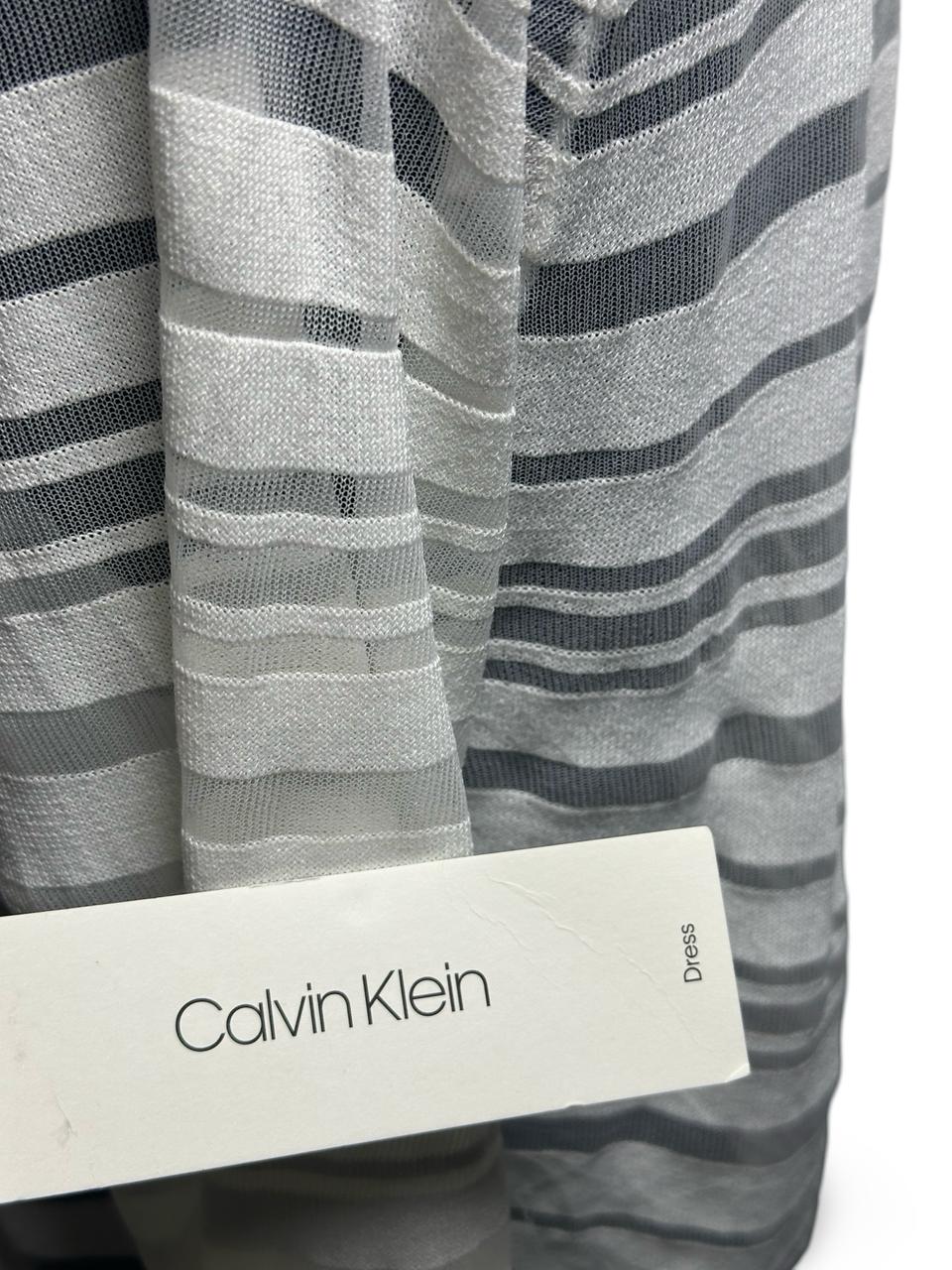 Calvin Klein Sheer Striped Cropped Cardigan Top