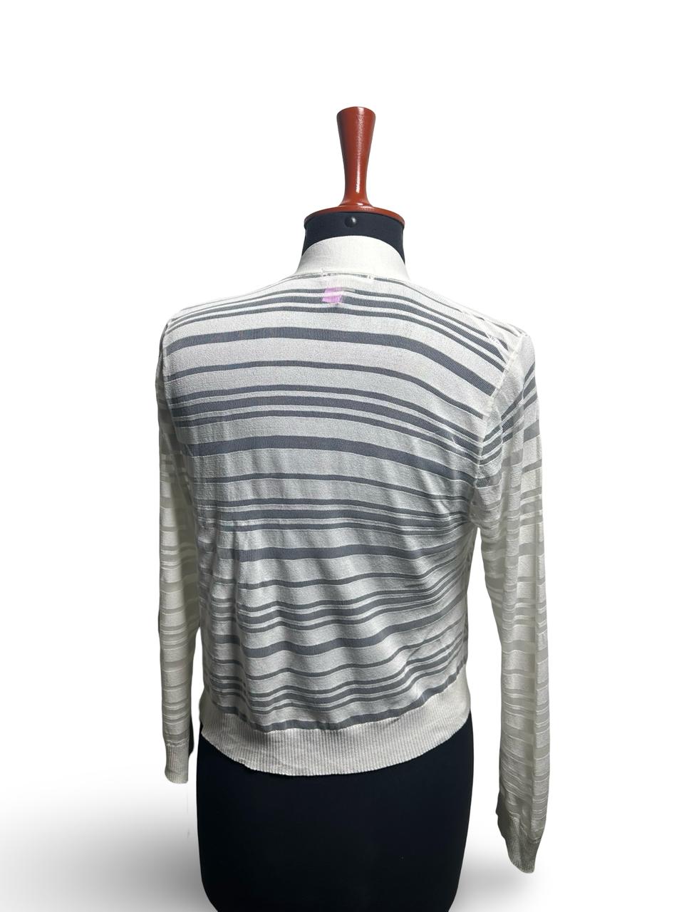 Calvin Klein Sheer Striped Cropped Cardigan Top