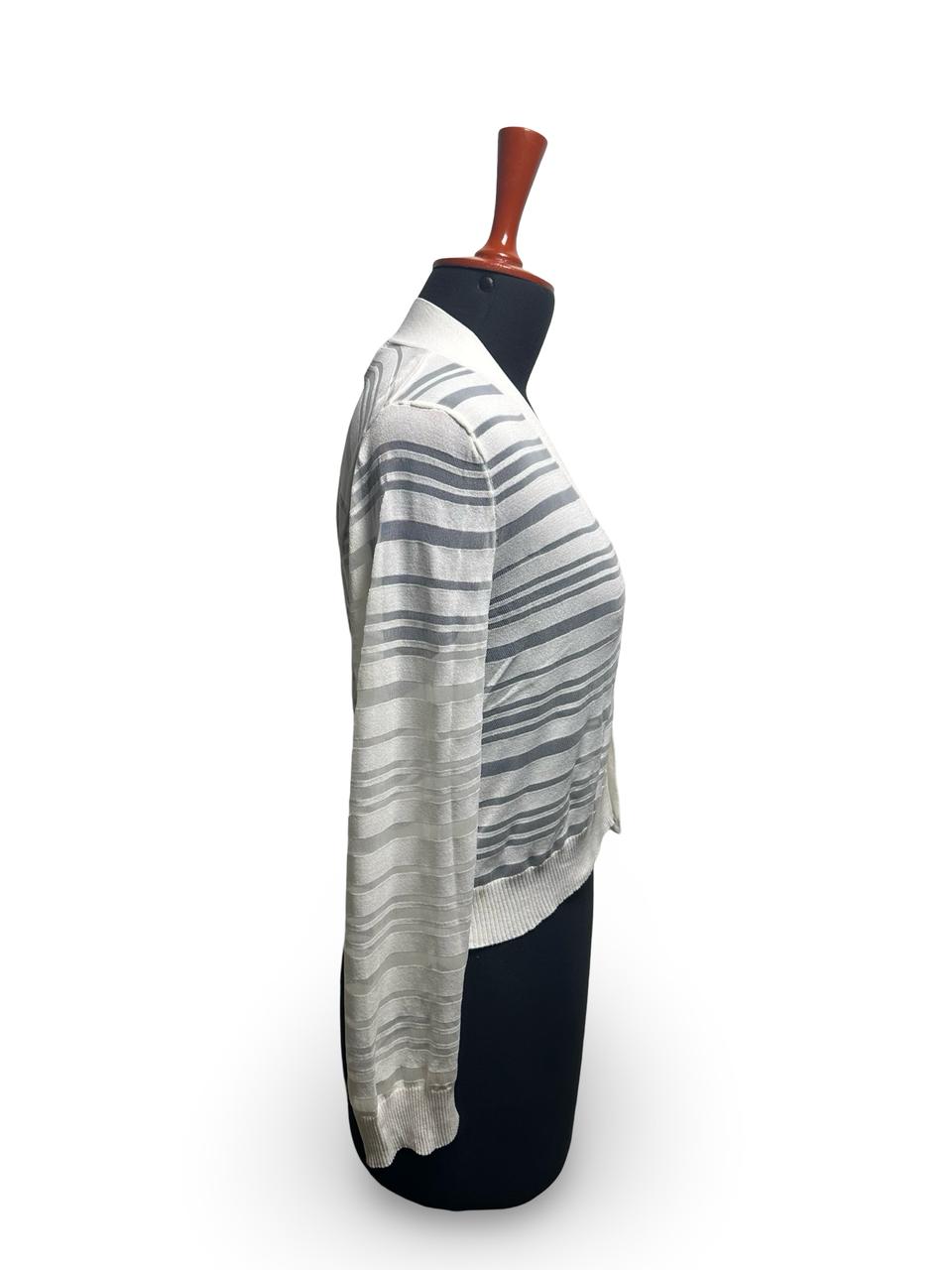 Calvin Klein Sheer Striped Cropped Cardigan Top